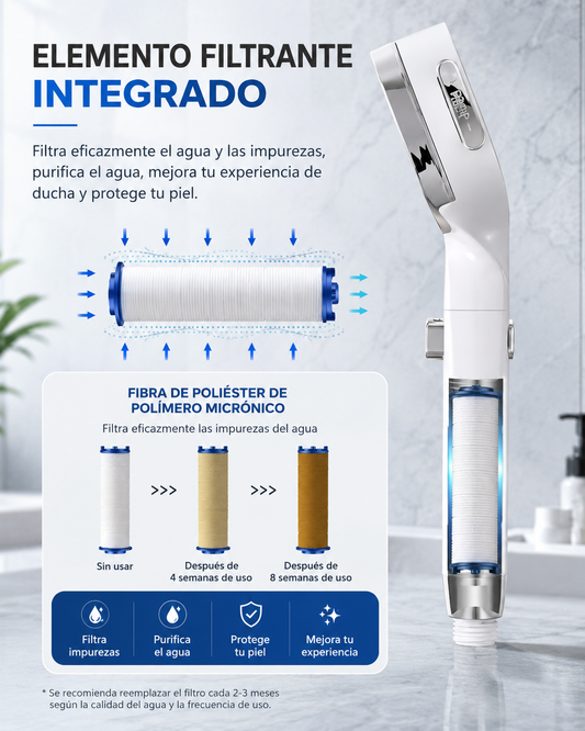 Cabezal de ducha de alta presión, ahorro de agua, 3 modos, ajustable, parada de una tecla, rociador de masaje de agua, accesorios de baño