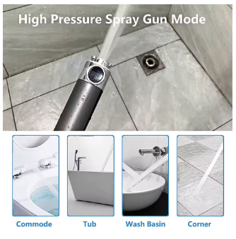 Cabezal de ducha de masaje de 4 modos con cepillo de silicona, modo de pistola rociadora desmontable, cabezal de ducha de baño de alta presión de mano con filtro