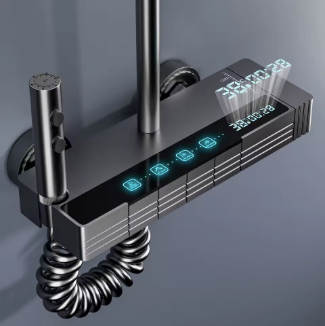 Conjunto de Grifería para Ducha con Pantalla Digital, Sistema de Ducha de Lluvia con Mezclador para Baño, Color Gris