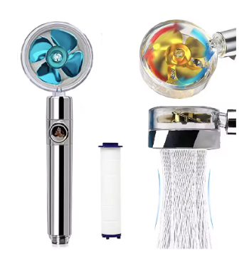 Cabezal de ducha con filtro ajustable con rotación de 360 grados, ventilador Turbo, cabezal de ducha de alta presión, filtros de pulverización para ahorro de agua