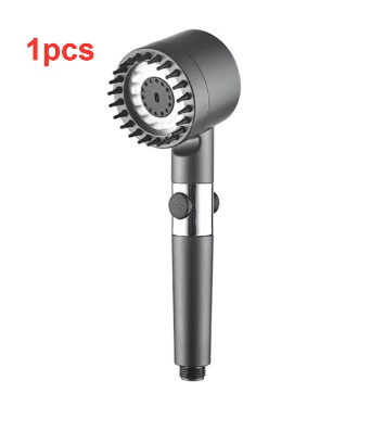 Cabezal de ducha de masaje de 4 modos con cepillo de silicona, modo de pistola rociadora desmontable, cabezal de ducha de baño de alta presión de mano con filtro