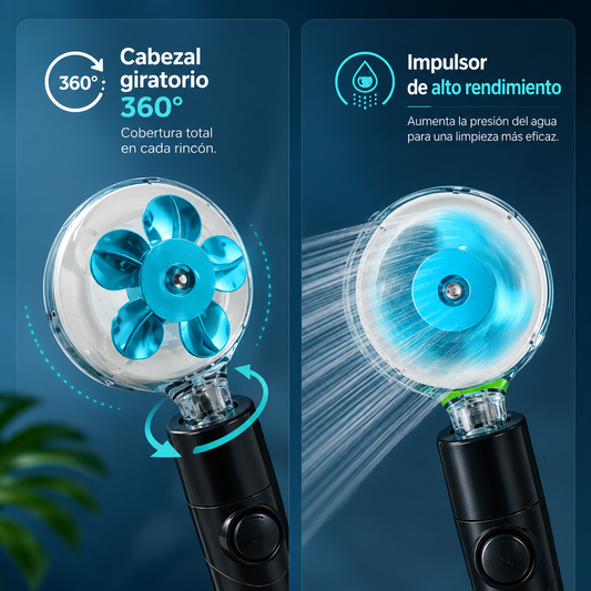 Cabezal de ducha Led con cambios de 3/7 colores, botón de parada de hélice, turbocompresor, cabezal de ducha de alta presión, pantalla de temperatura
