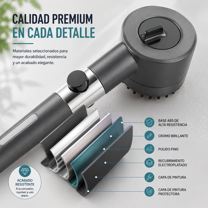 Cabezal de ducha de masaje de 4 modos con cepillo de silicona, modo de pistola rociadora desmontable, cabezal de ducha de baño de alta presión de mano con filtro