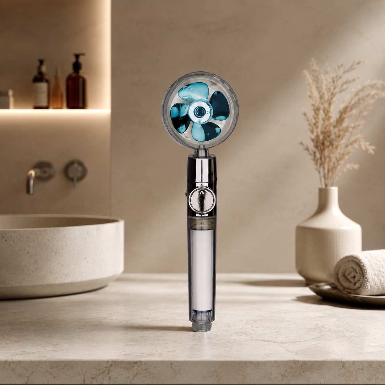 Cabezal de ducha con filtro ajustable con rotación de 360 grados, ventilador Turbo, cabezal de ducha de alta presión, filtros de pulverización para ahorro de agua