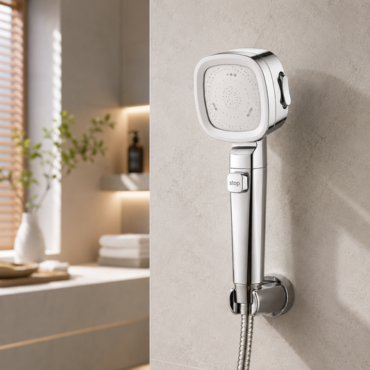 Cabezal de ducha de alta presión, ahorro de agua, 3 modos, ajustable, parada de una tecla, rociador de masaje de agua, accesorios de baño