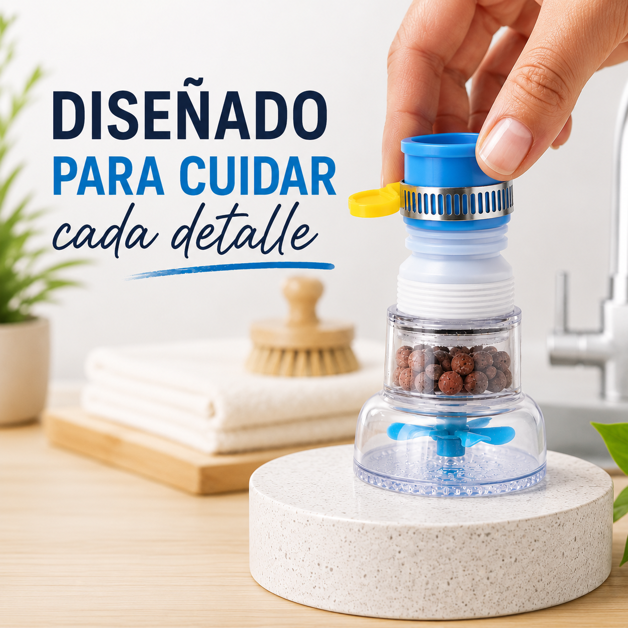 Grifo con filtro de agua fregadero y baño, universal 360 ° Purificador de agua con grifo giratorio, filtro de montaje en grifo para cocina y baño