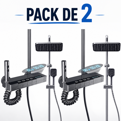 Conjunto de Grifería para Ducha con Pantalla Digital, Sistema de Ducha de Lluvia con Mezclador para Baño, Color Gris